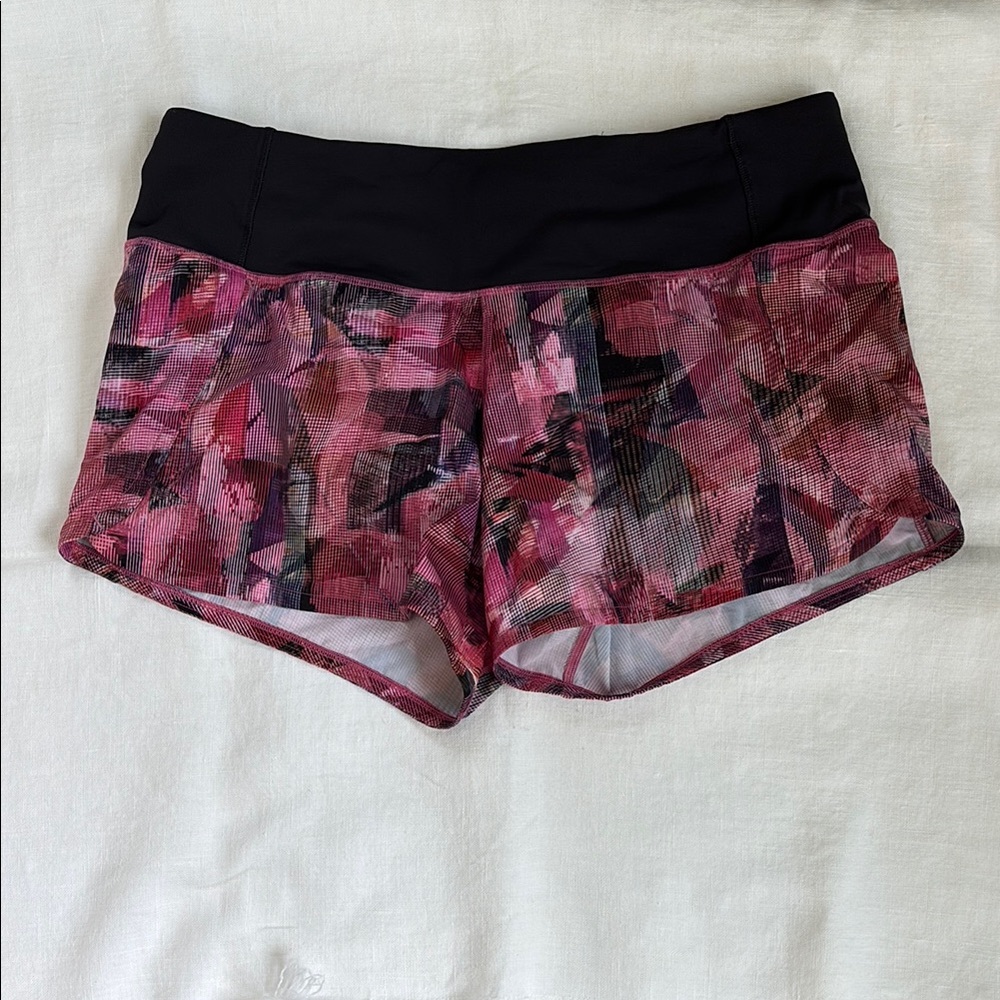 Lululemon Speed Up Mid-Rise Lined Short 4" Pink/Black